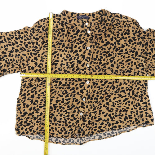 Marks and Spencer Women's Brown Animal Print Long Sleeve Blouse Size 20