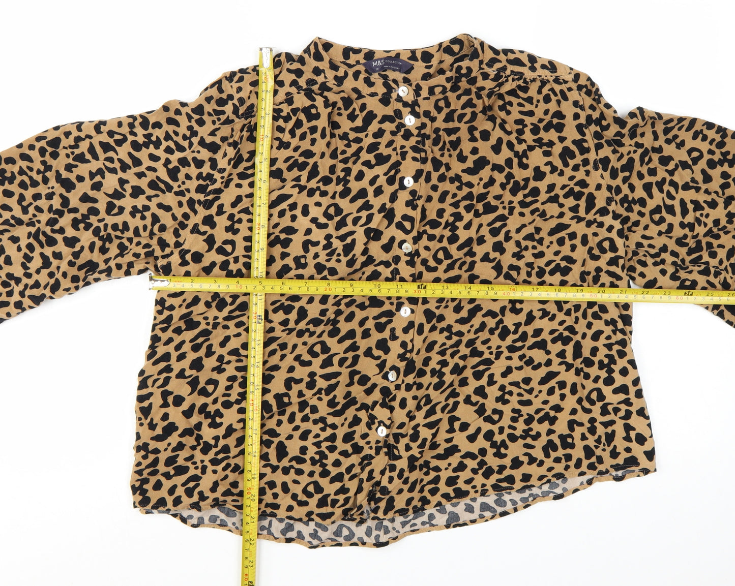 Marks and Spencer Women's Brown Animal Print Long Sleeve Blouse Size 20