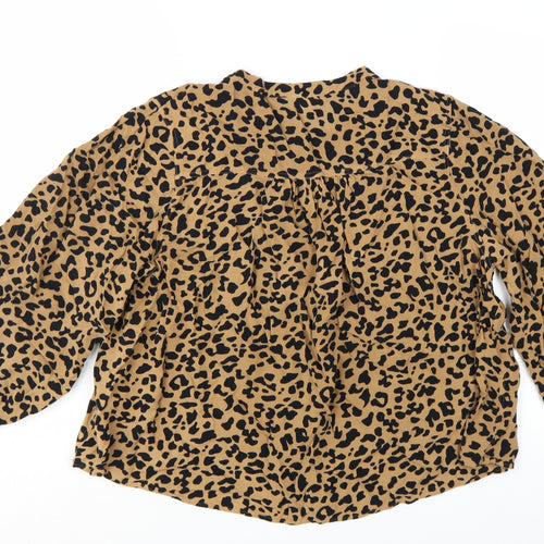 Marks and Spencer Women's Brown Animal Print Long Sleeve Blouse Size 20