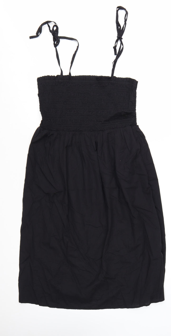 Marks and Spencer Women’s Black Cotton A-Line Knee Length Summer Dress Size 18