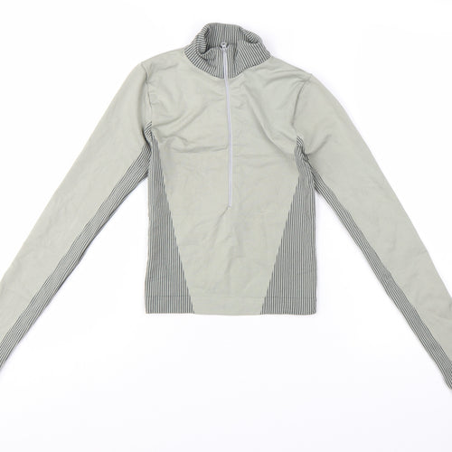 Urban Outfitters Women Grey High Neck Long Sleeve 1/4 Zip Active Top Size S