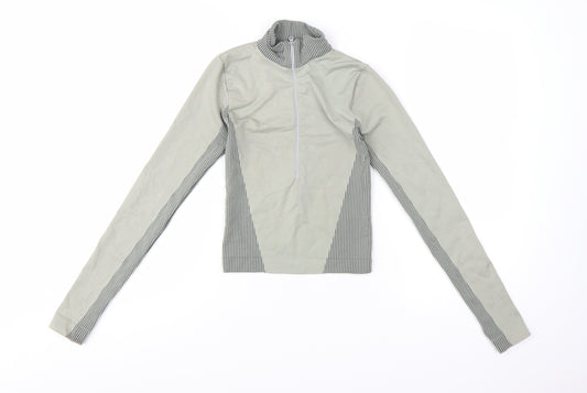 Urban Outfitters Women Grey High Neck Long Sleeve 1/4 Zip Active Top Size S