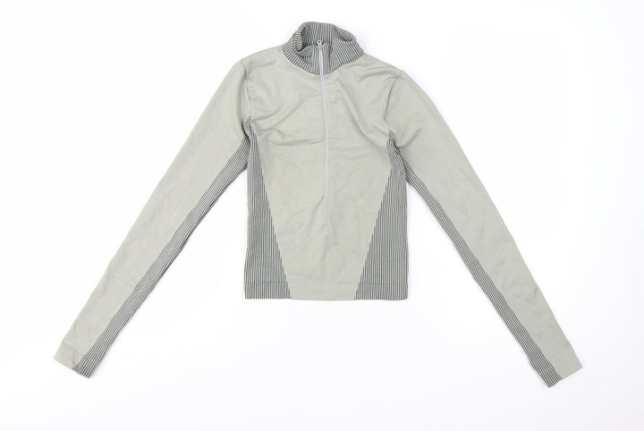 Urban Outfitters Women Grey High Neck Long Sleeve 1/4 Zip Active Top Size S