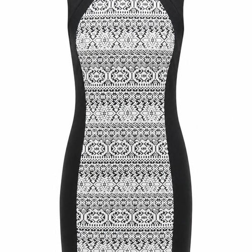 H&M Divided Women’s Black Geometric Bodycon Dress Size 8
