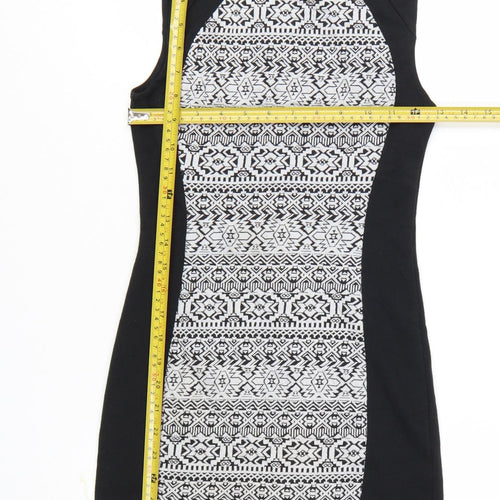 H&M Divided Women’s Black Geometric Bodycon Dress Size 8