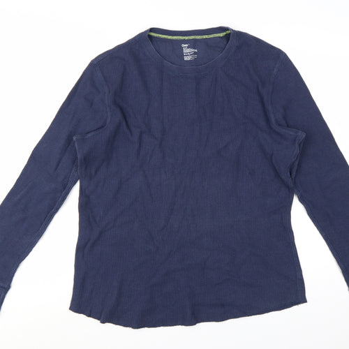 Gap Men Blue Long Sleeve Crew Neck Cotton T-Shirt Size L