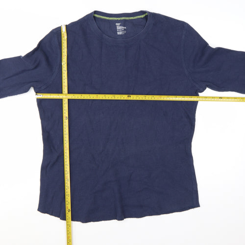 Gap Men Blue Long Sleeve Crew Neck Cotton T-Shirt Size L