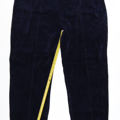 David Nieper Women's Blue Velvet Straight Leg Stretch Trousers UK 18