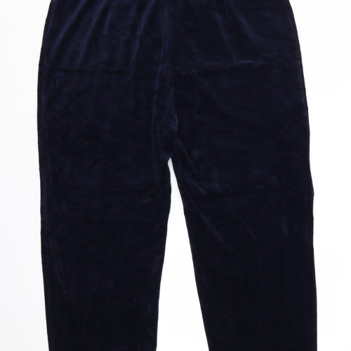 David Nieper Women's Blue Velvet Straight Leg Stretch Trousers UK 18