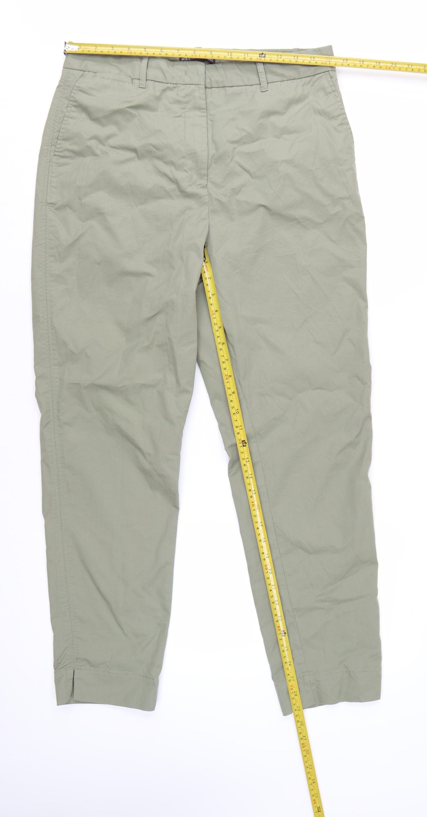 Marks and Spencer Women's Green Chino Trousers Size 14 Regular Fit