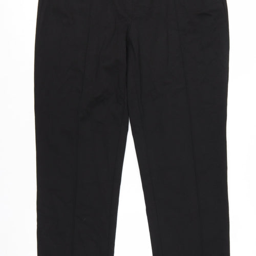 Marks and Spencer Womens Black Size 16 Straight Leg Stretch Trousers