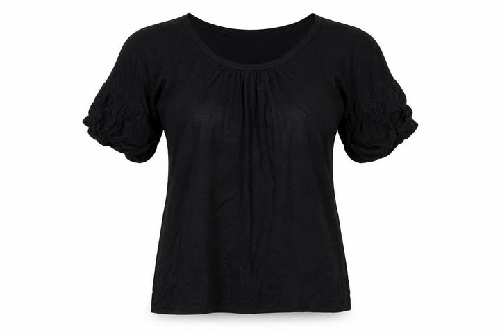Calvin Klein Women's Black Petites M Scoop Neck Puff Sleeve Blouse