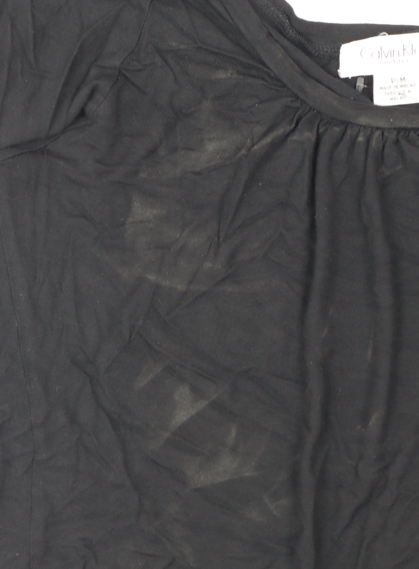 Calvin Klein Women's Black Petites M Scoop Neck Puff Sleeve Blouse