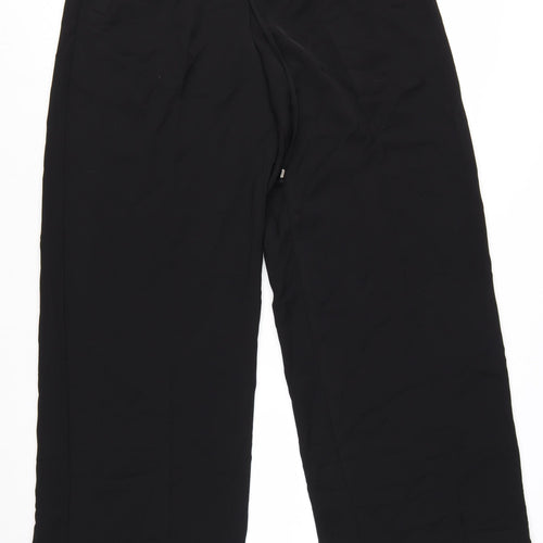 ZARA Womens Black Wide-Leg Polyester Drawstring Trousers L