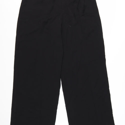 ZARA Womens Black Wide-Leg Polyester Drawstring Trousers L