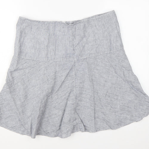 Marks and Spencer Womens Grey Striped Linen A-Line Skirt UK 16