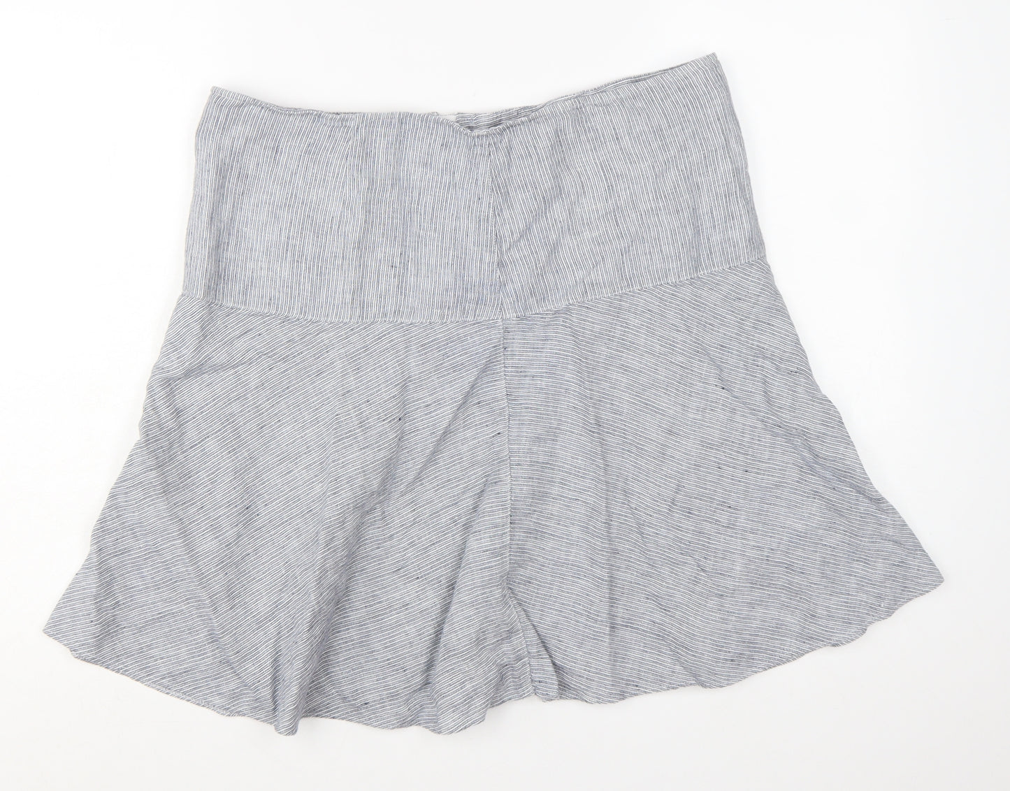 Marks and Spencer Womens Grey Striped Linen A-Line Skirt UK 16