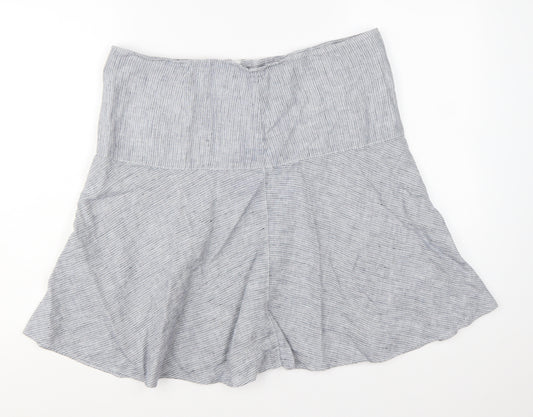Marks and Spencer Womens Grey Striped Linen A-Line Skirt UK 16