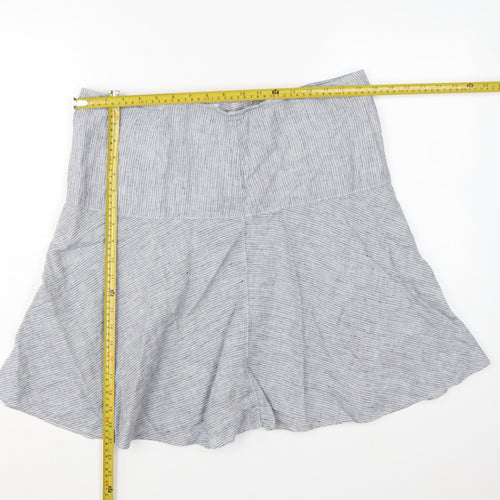 Marks and Spencer Womens Grey Striped Linen A-Line Skirt UK 16