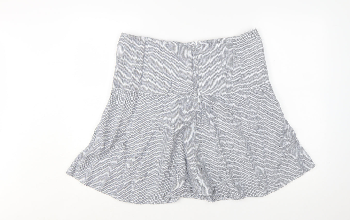 Marks and Spencer Womens Grey Striped Linen A-Line Skirt UK 16