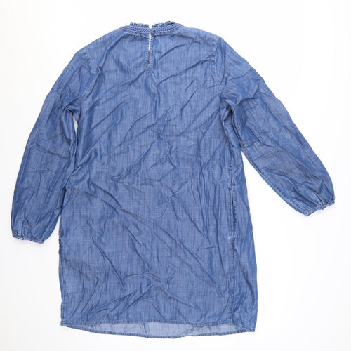Marks and Spencer Womens Blue Chambray Shift Dress Size 12