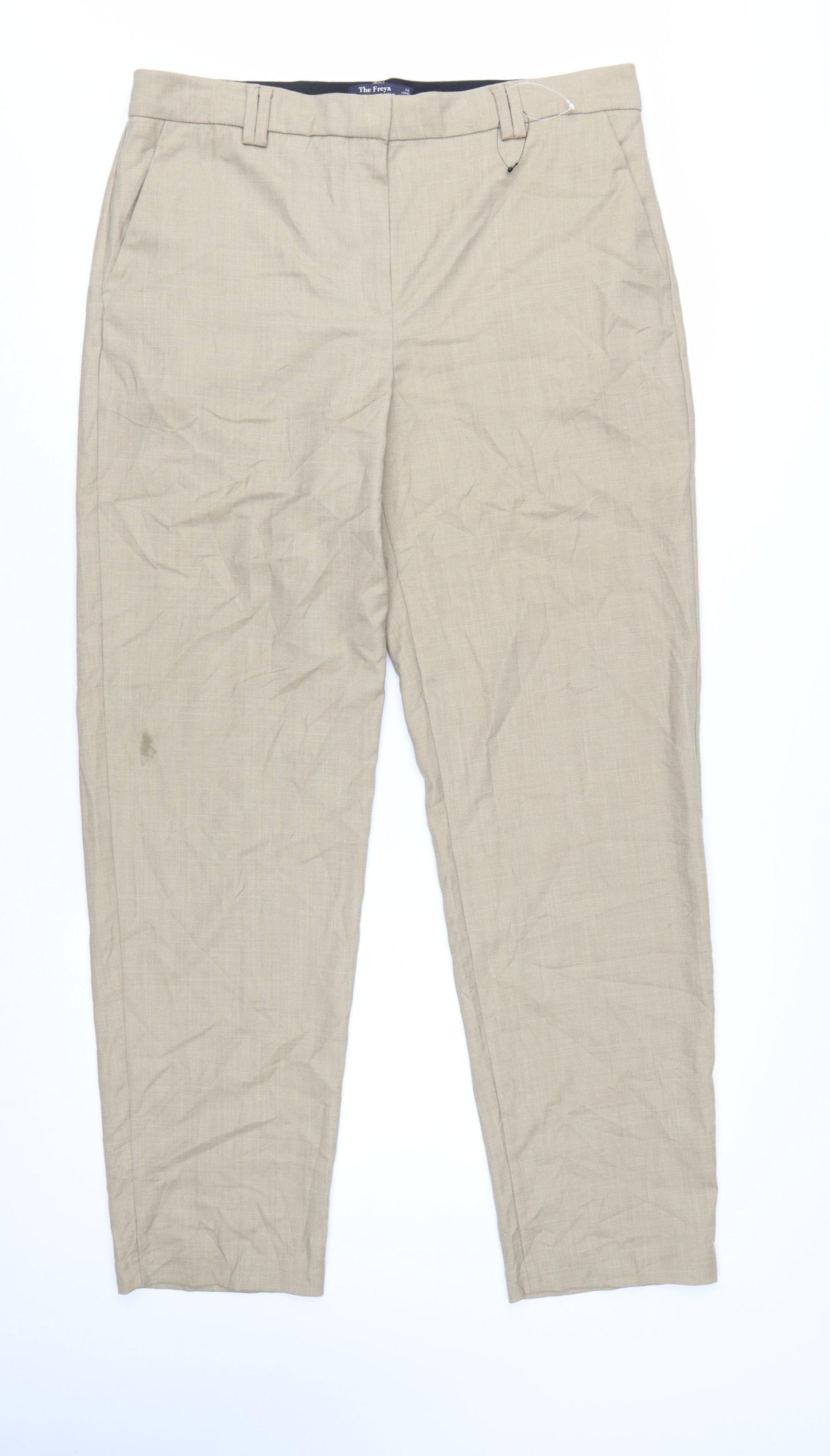 Marks and Spencer Women’s Beige Relaxed Straight Trousers Size 14 Long
