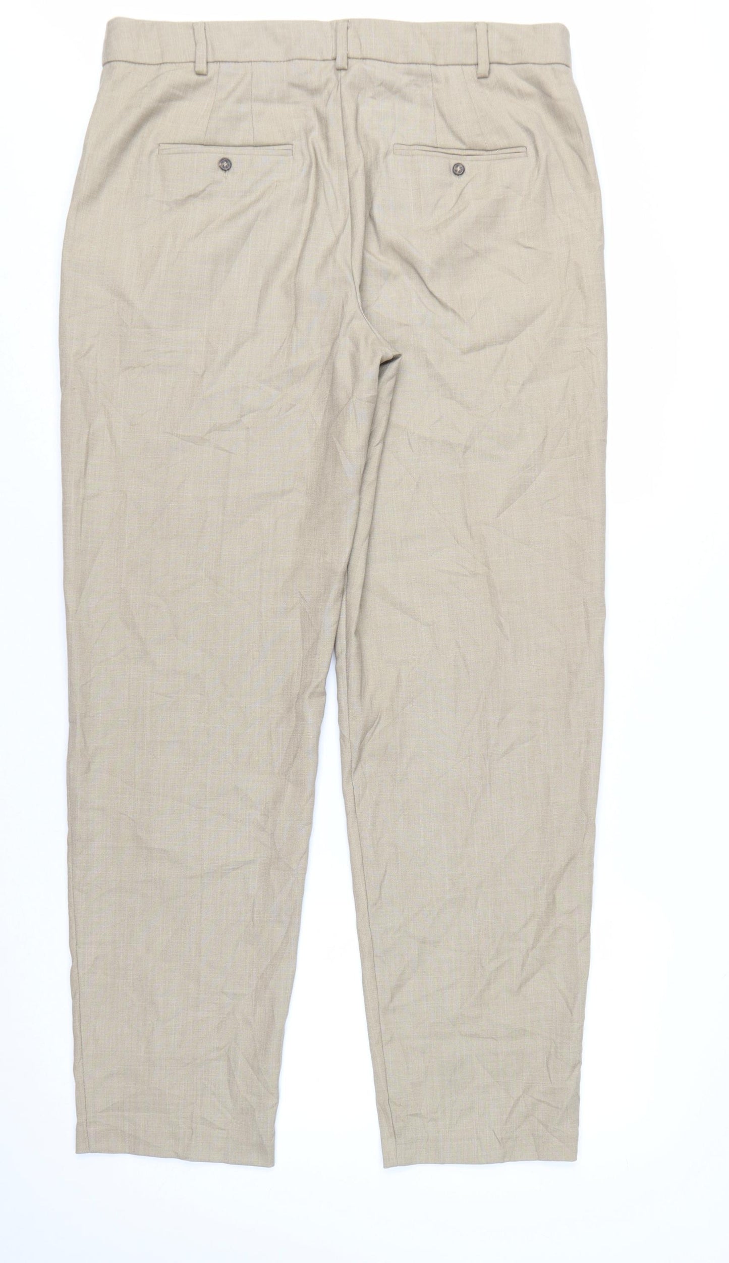 Marks and Spencer Women’s Beige Relaxed Straight Trousers Size 14 Long