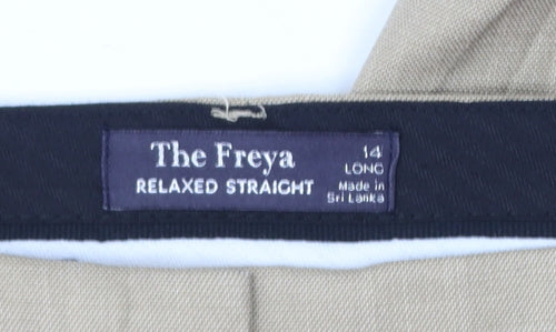 Marks and Spencer Women’s Beige Relaxed Straight Trousers Size 14 Long