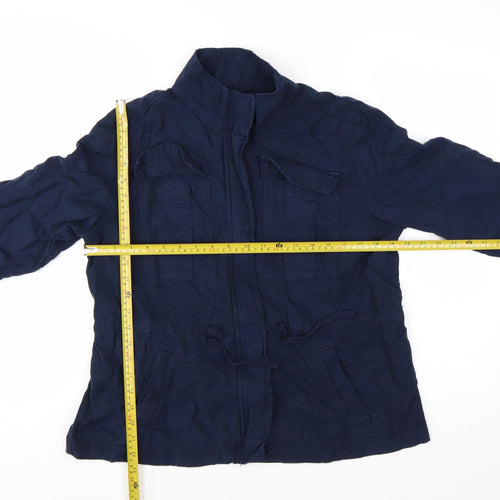 Marks and Spencer Women's Blue Military Jacket Size 14 Cotton Lyocell