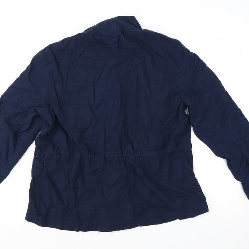 Marks and Spencer Women's Blue Military Jacket Size 14 Cotton Lyocell