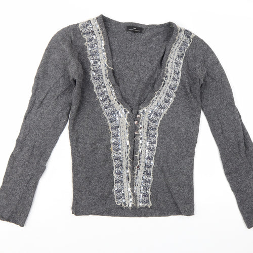 Day Birger et Mikkelsen Women's Grey Sequin V-Neck Cardigan S