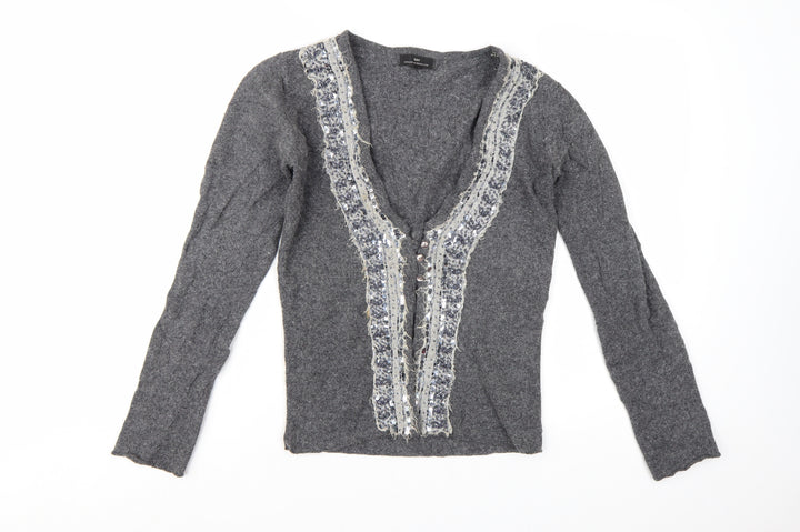Day Birger et Mikkelsen Women's Grey Sequin V-Neck Cardigan S