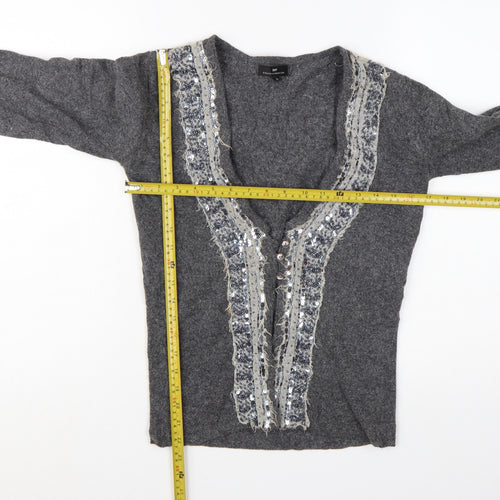 Day Birger et Mikkelsen Women's Grey Sequin V-Neck Cardigan S