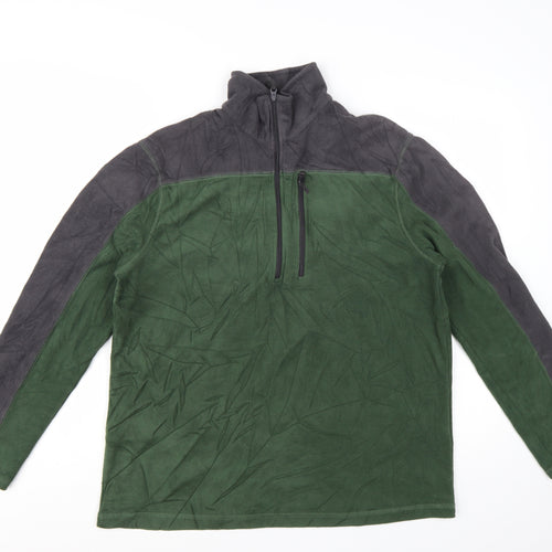 Mountain Warehouse Mens Green 1/2 Zip Fleece Sweatshirt M
