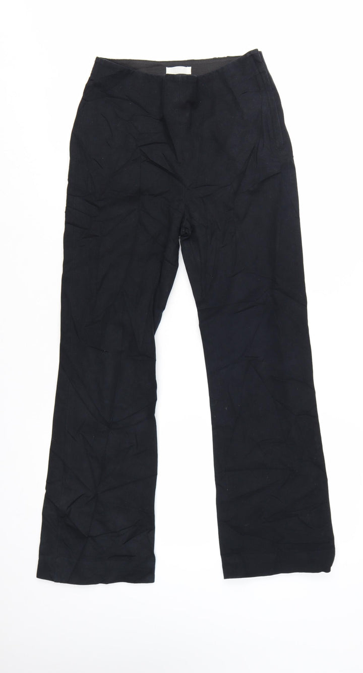 Arket Women's Black Slim Straight Cotton Trousers Size 10