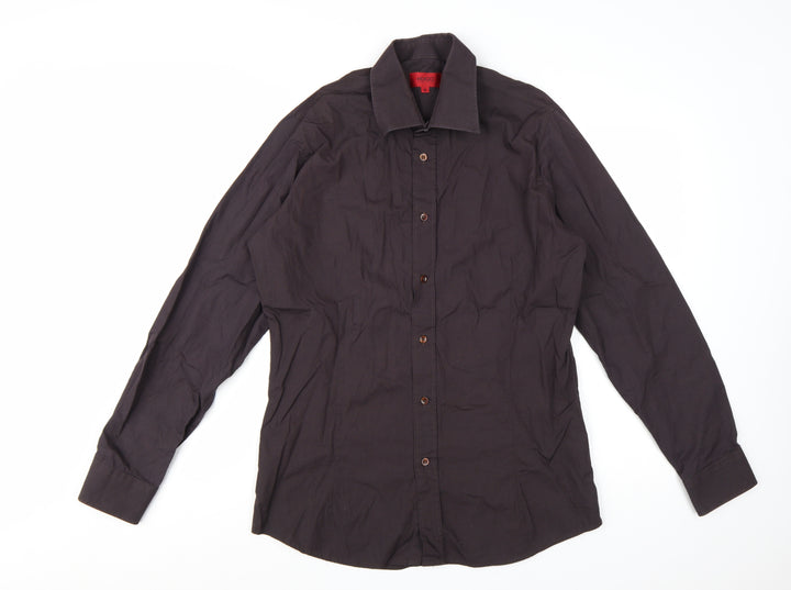 Hugo Boss Men's Brown Slim Fit Long Sleeve Button-Up Shirt M