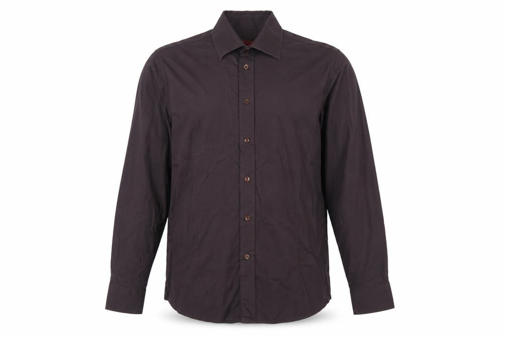 Hugo Boss Men's Brown Slim Fit Long Sleeve Button-Up Shirt M