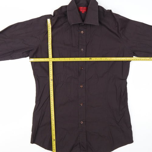 Hugo Boss Men's Brown Slim Fit Long Sleeve Button-Up Shirt M