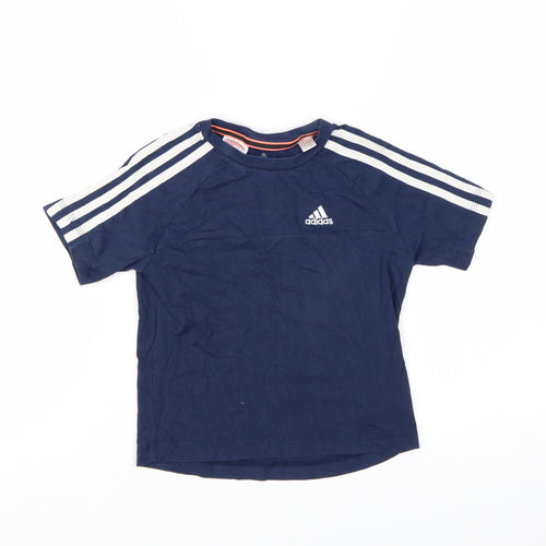 Adidas Boys Blue Short Sleeve Crew Neck Climalite Cotton T-Shirt 5-6 Years
