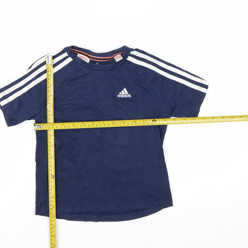 Adidas Boys Blue Short Sleeve Crew Neck Climalite Cotton T-Shirt 5-6 Years