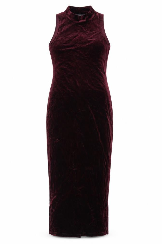 MINKPINK Women Red Velvet Sleeveless Bodycon Midi Dress M