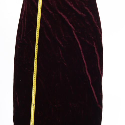 MINKPINK Women Red Velvet Sleeveless Bodycon Midi Dress M