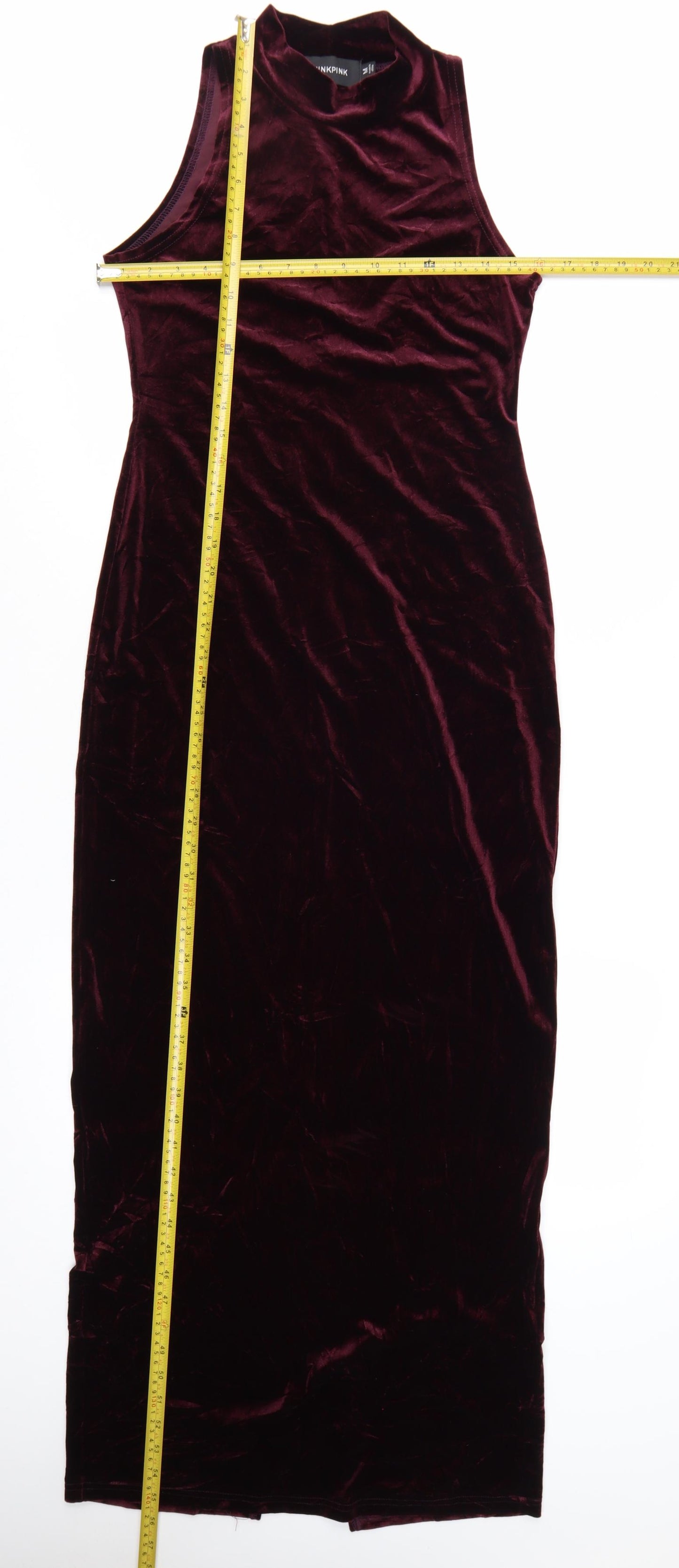 MINKPINK Women Red Velvet Sleeveless Bodycon Midi Dress M