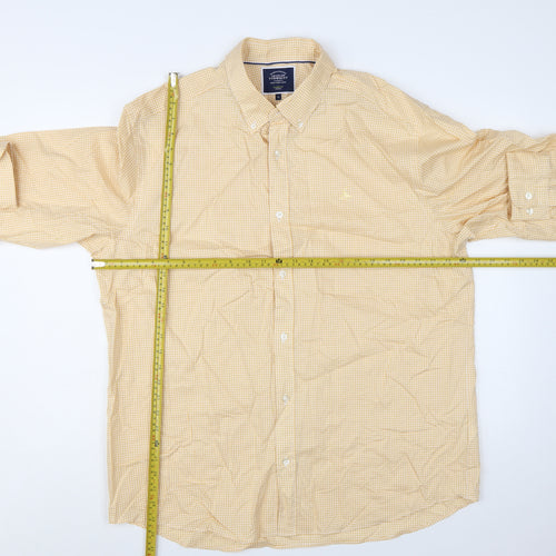 Charles Tyrwhitt Men's Yellow Check Classic Fit Long Sleeve Shirt XL