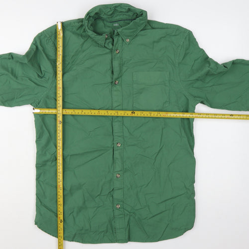 Marks and Spencer Men's Green Regular Fit Cotton Button-Up Shirt M