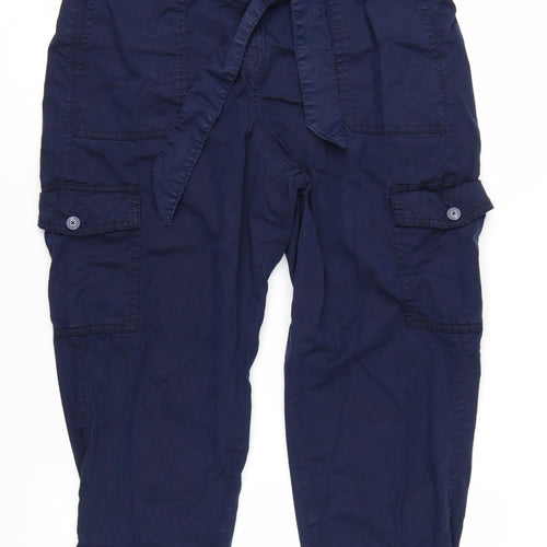 Marks and Spencer Women’s Blue Cargo Trousers Size 16 Belted Lightweight
