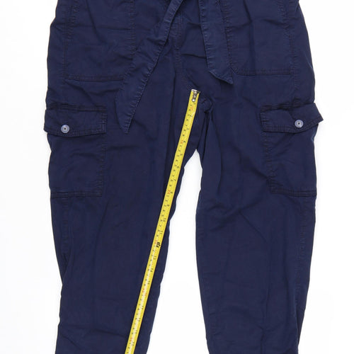 Marks and Spencer Women’s Blue Cargo Trousers Size 16 Belted Lightweight