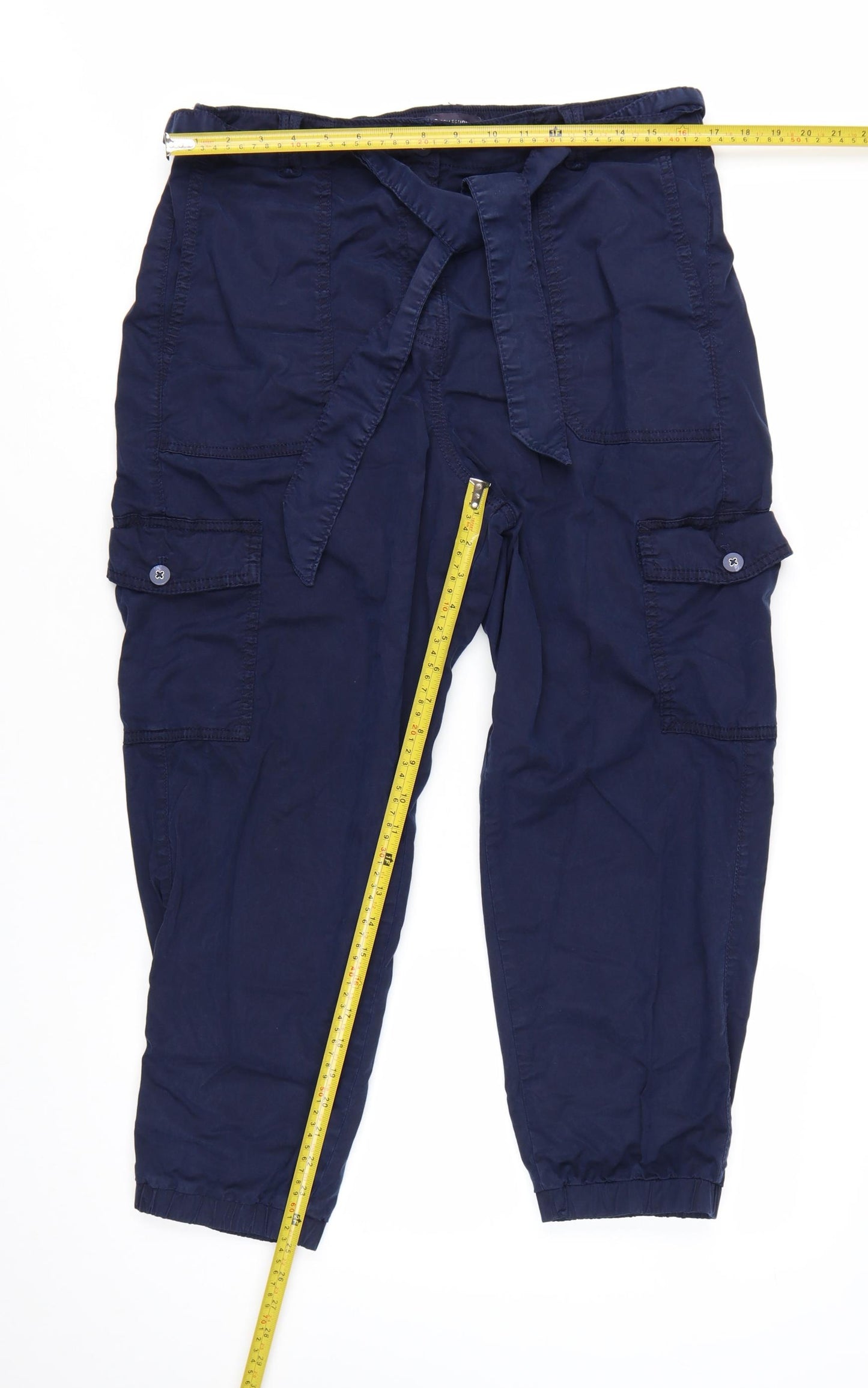 Marks and Spencer Women’s Blue Cargo Trousers Size 16 Belted Lightweight