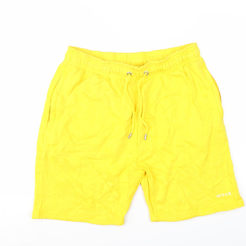 NICCE Men's Yellow 2XL Sweat Shorts Drawstring Elastic Waist Casual