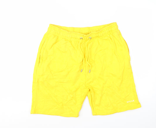 NICCE Men's Yellow 2XL Sweat Shorts Drawstring Elastic Waist Casual